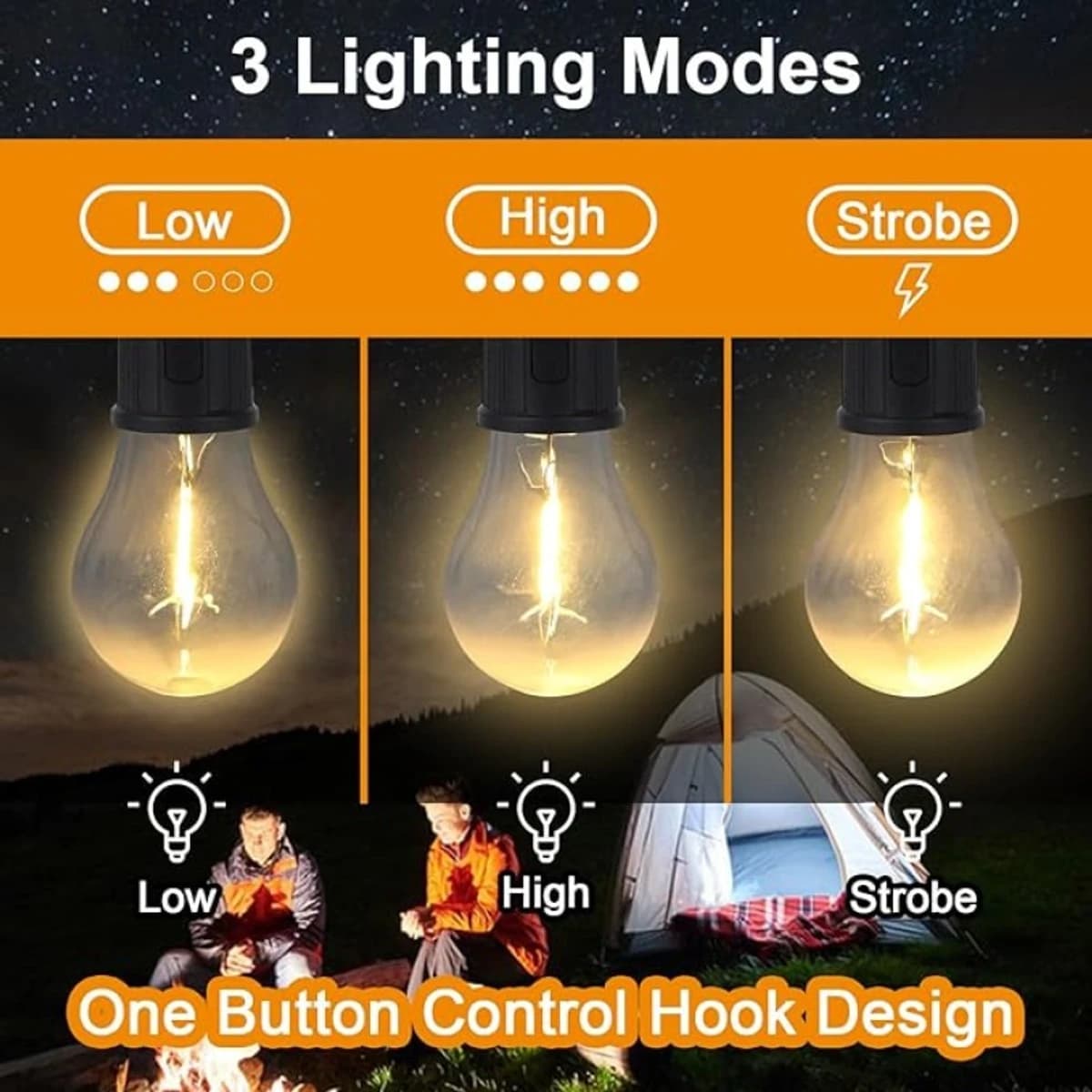 Camping Lamp Solar & Type-C Charging Retro Bulb Light 2