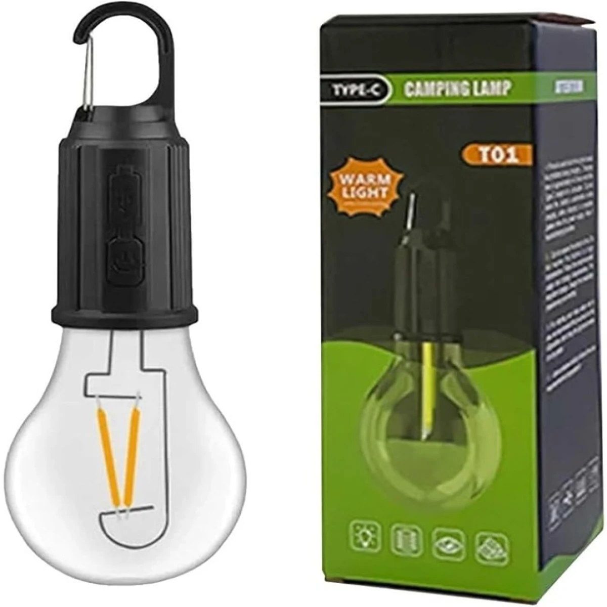 Camping Lamp Solar & Type-C Charging Retro Bulb Light