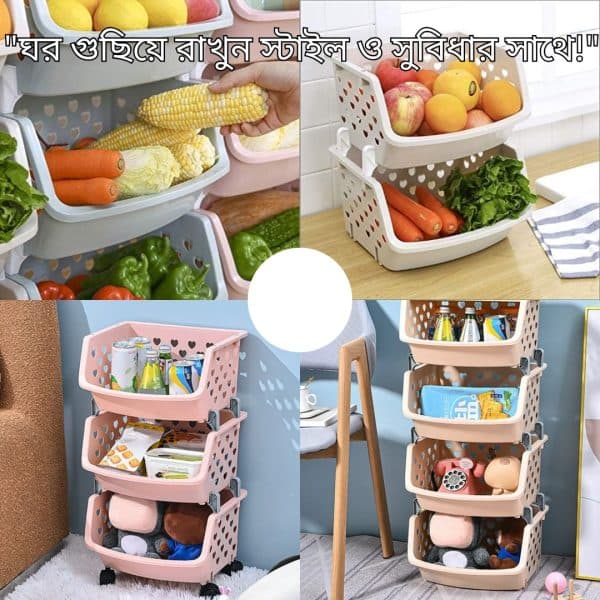 4 layer Storage Basket Multifunctional High Capacity Vegatable Rack