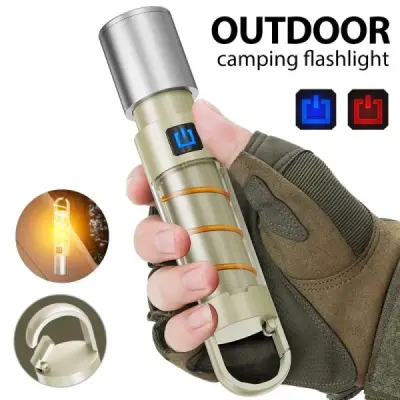 LED Strong Light Flashlight Torch Outdoor Multi Function Emergency Rescue Camping Light USB Chargeable Waterproof Night Lamp 4